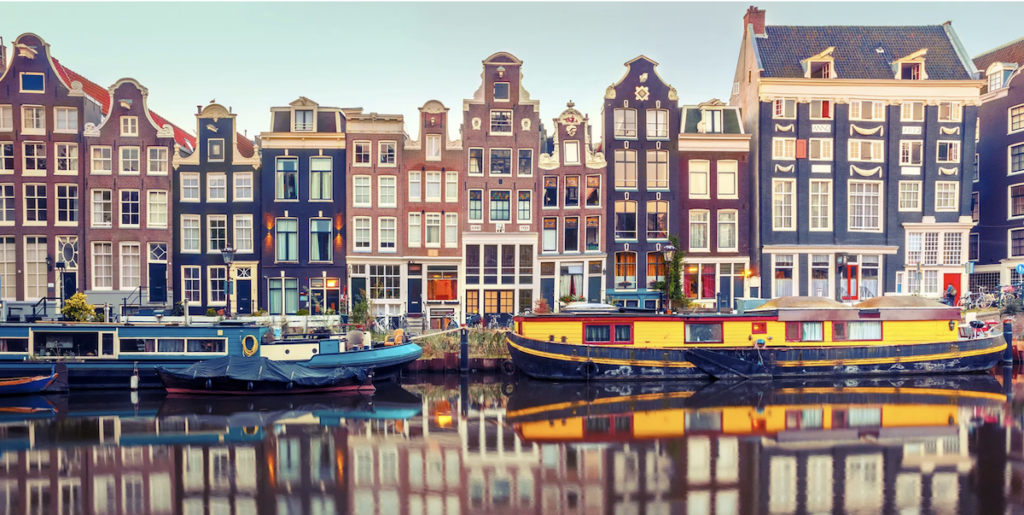 Image of Amsterdam canal and buildings